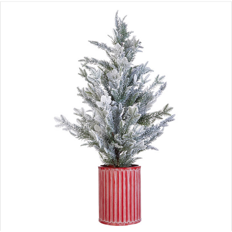 Flocked Tree in Container.