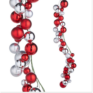 Red and Silver Ball Garland 4'.