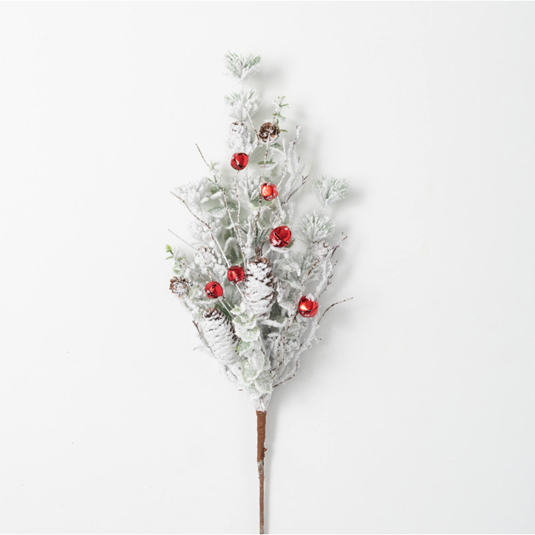 Flocked Pine/Bell Spray.