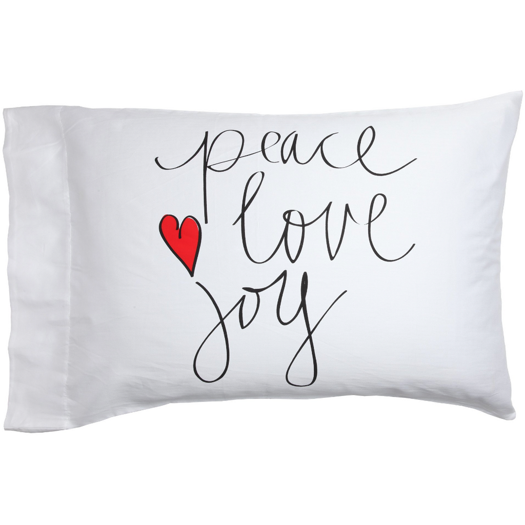 Peace, Love, Joy Pillowcase.