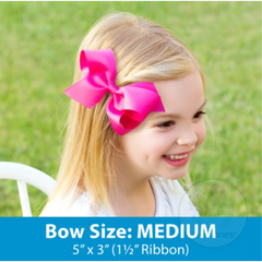 Medium Solid Grosgrain Bow - Hot Pink.