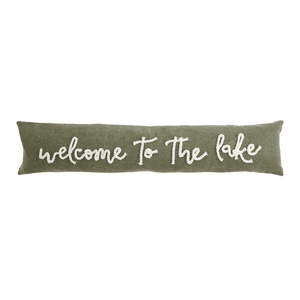 Green Welcome to the lake pillow.