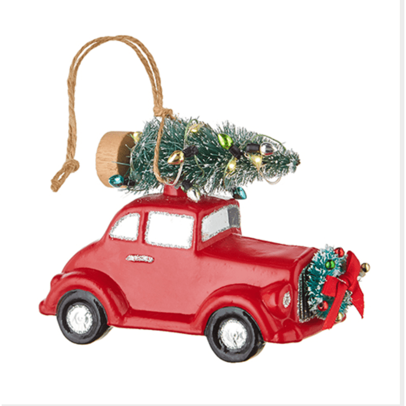 Lighted Red Vintage Car Ornament.