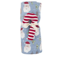 Blue Christmas Swaddle Rattle Set.