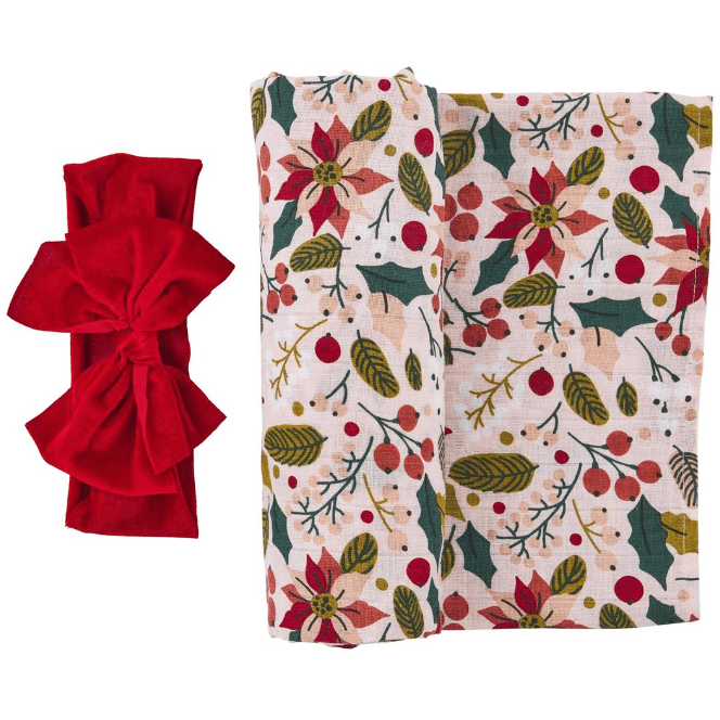 Poinsetta Blanket and Headband Set.