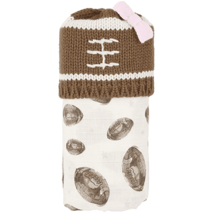 Girl Football Swaddle & Hat Set.