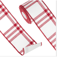 Red & White Plaid Wired Ribbon.