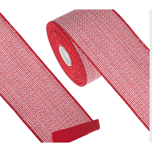 Red & White Tweed Wired Ribbon.