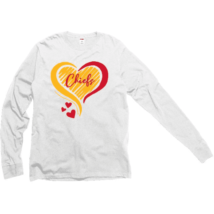 Heart Chiefs Shirt-White Long Sleeve