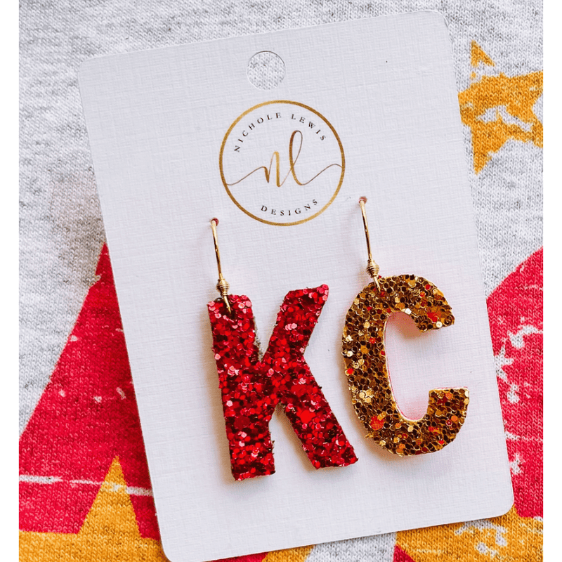 Glitter KC Chiefs Earrings.