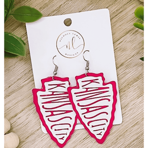 Kansas City Chiefs Leather Earrings Pink.