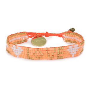 Neon Orange Love Bead  Bracelet.