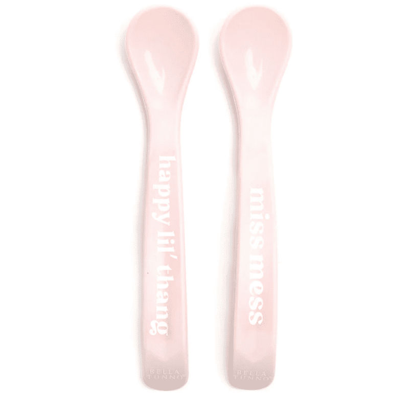 Silicone spoon set, long - Sebra Eat - Blossom pink