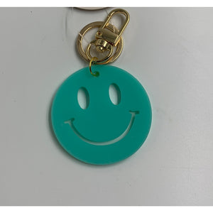 Teal Smiley Face Keychain