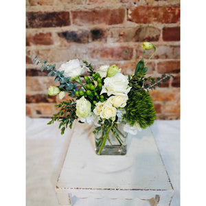 White and Green Floral Arrangement.