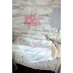 Baby Blanket with Name for Baby Girl-Light Pink and Light Green