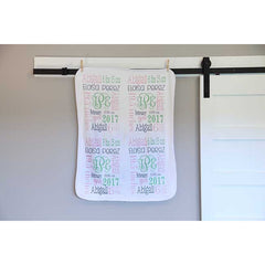 Baby Blanket with Name for Baby Girl-Light Pink and Light Green hung up