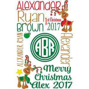 Baby's 1st Christmas Personalized Blanket (Boy version with Circle Monogram)