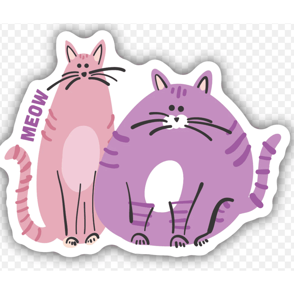 Colorful Cats Sticker - White Farmhouse Flowers
