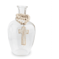 Cross Bud Vase with Beads.