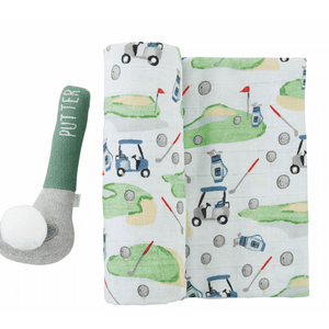 Golf Swaddle and Rattle Set.
