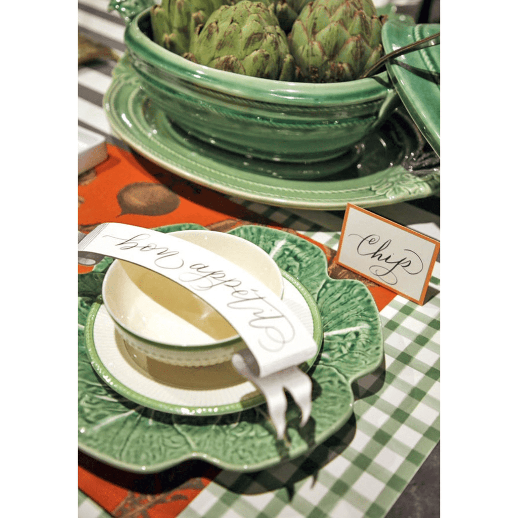 Dark Green Painted Check Placemat.