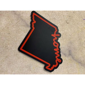 Home Sticker in black and red.