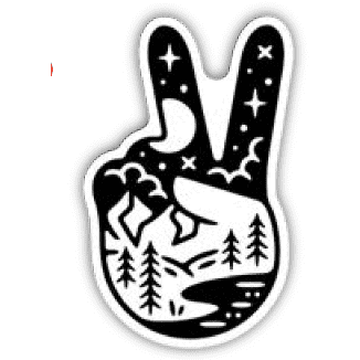 Peace Sign Nature Sticker - White Farmhouse Flowers