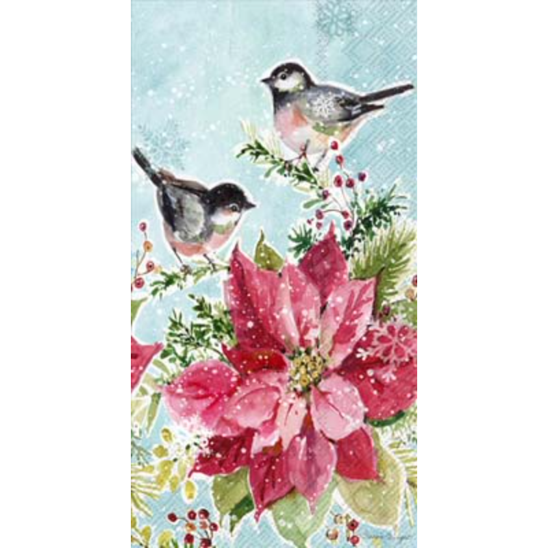Poinsettia & Chickadee