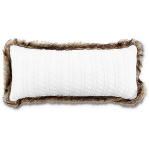 22" White Cable Knit Pillow.
